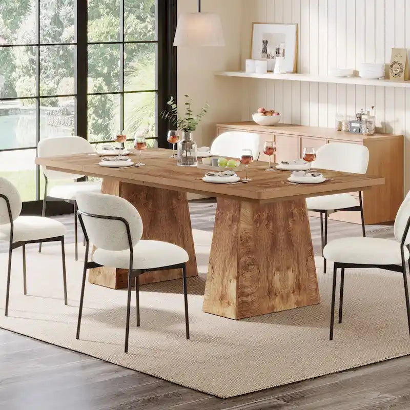 Table à manger moderne de 160 cm pour 4-6 personnes, table de cuisine en bois