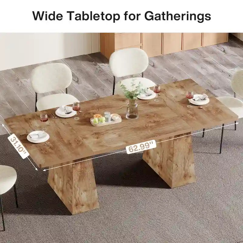Table à manger moderne de 160 cm pour 4-6 personnes, table de cuisine en bois