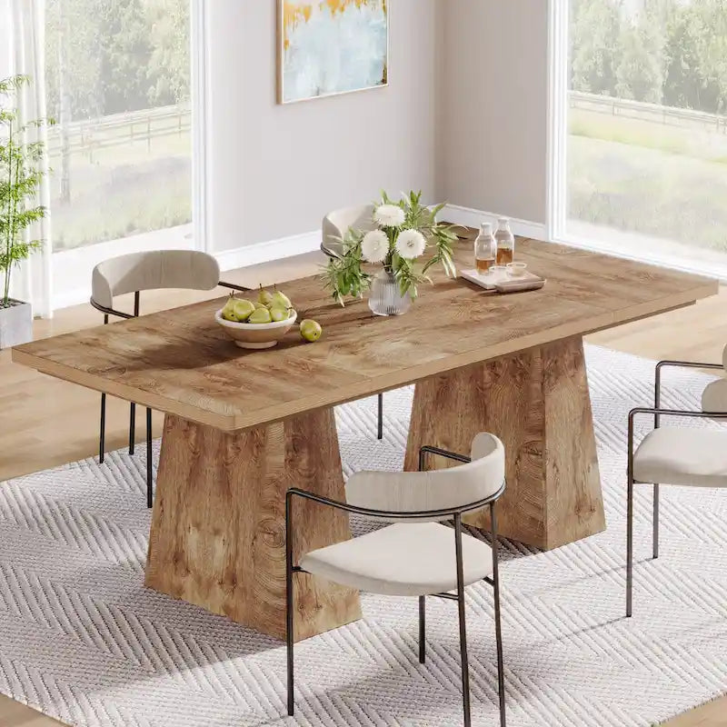 Table à manger moderne de 160 cm pour 4-6 personnes, table de cuisine en bois