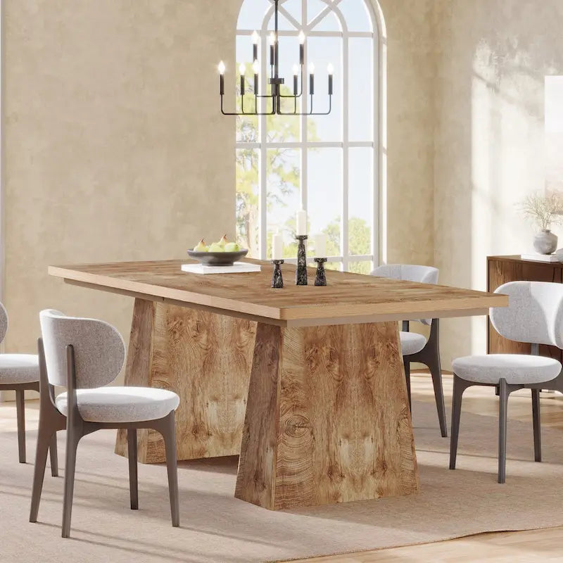 Table à manger moderne de 160 cm pour 4-6 personnes, table de cuisine en bois
