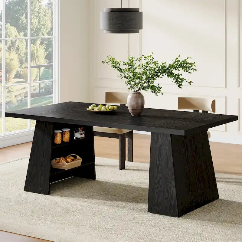 Table à manger moderne de 160 cm pour 4-6 personnes, table de cuisine en bois