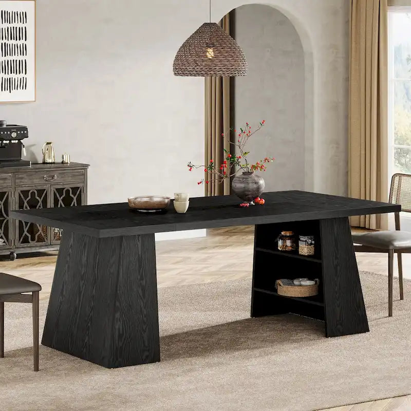 Table à manger moderne de 160 cm pour 4-6 personnes, table de cuisine en bois
