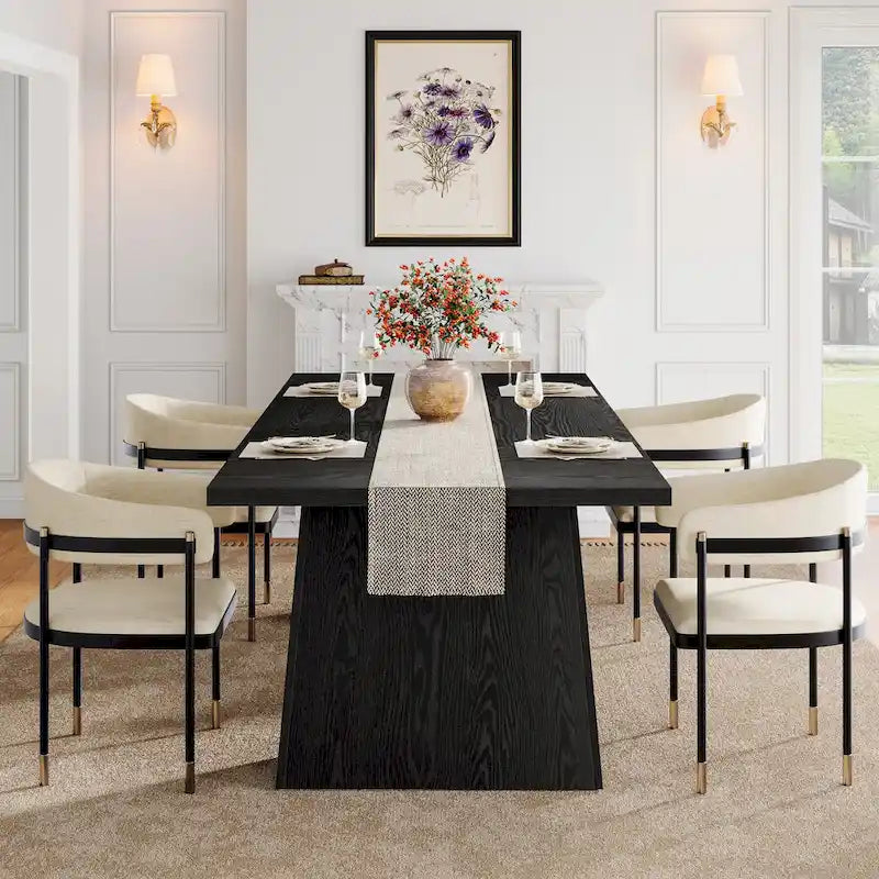 Table à manger moderne de 160 cm pour 4-6 personnes, table de cuisine en bois