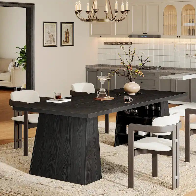 Table à manger moderne de 160 cm pour 4-6 personnes, table de cuisine en bois