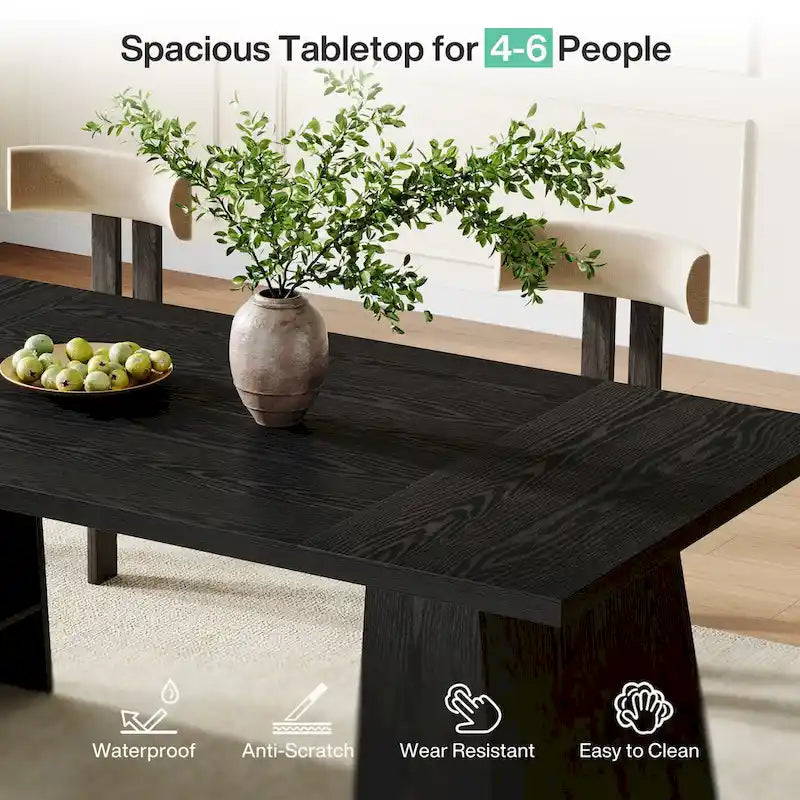 Table à manger moderne de 160 cm pour 4-6 personnes, table de cuisine en bois