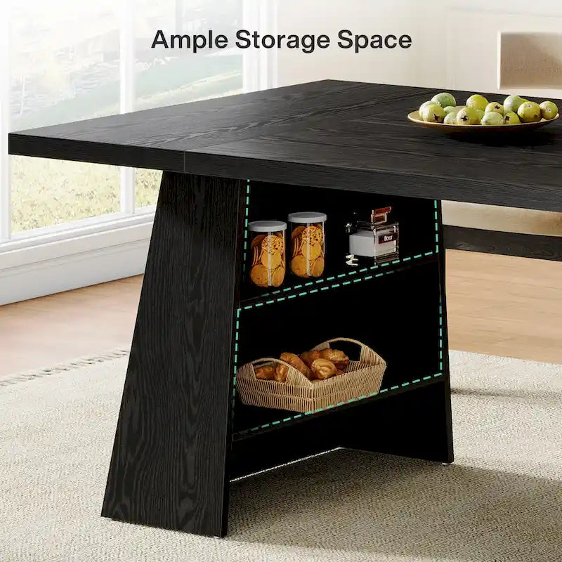 Table à manger moderne de 160 cm pour 4-6 personnes, table de cuisine en bois