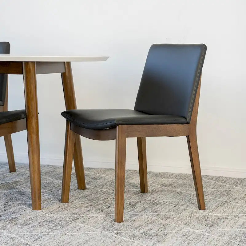 Kailea 5-częściowy owalny stół jadalniany w stylu mid-century modern z 4 krzesłami do jadalni z wegańskiej skóry w kolorze czarnym
