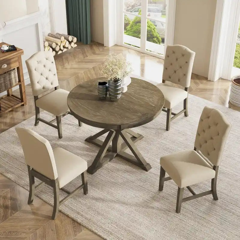 Ensemble de salle à manger 6 pièces avec table extensible et 4 chaises