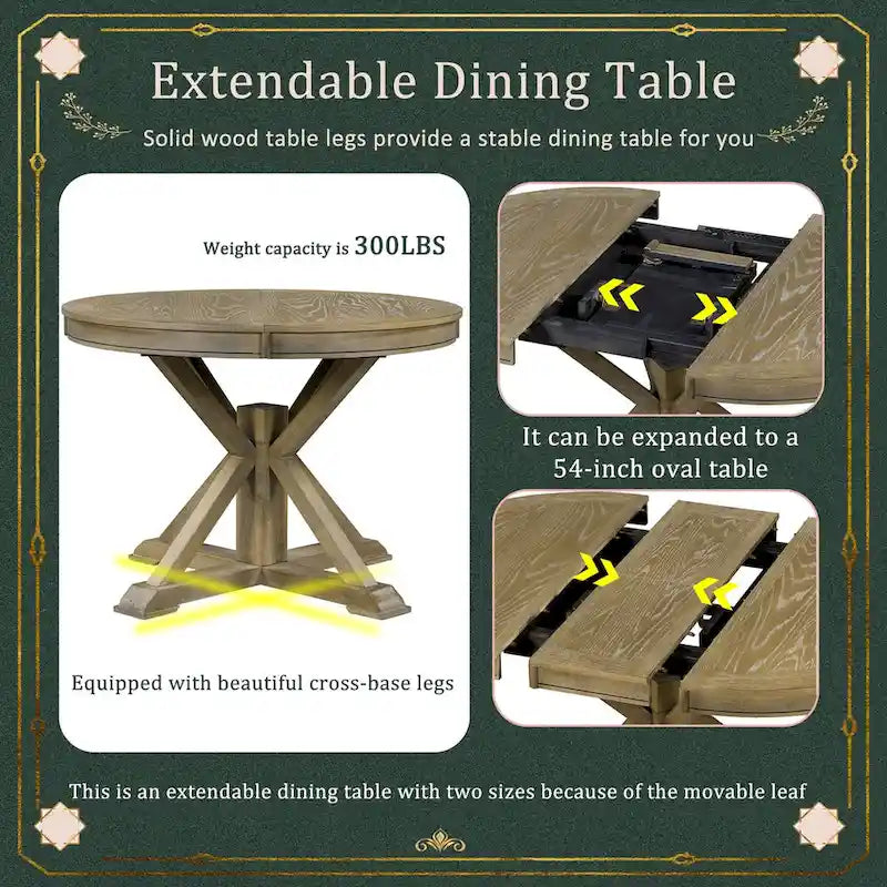 Ensemble de salle à manger 6 pièces avec table extensible et 4 chaises