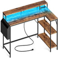 Bureau gaming en L avec lumières LED
