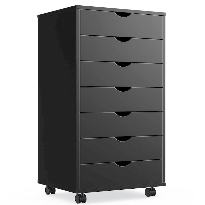 Commode 7 tiroirs - Commodes de rangement à roulettes Meuble de rangement en bois Tiroirs de rangement mobiles pour le bureau