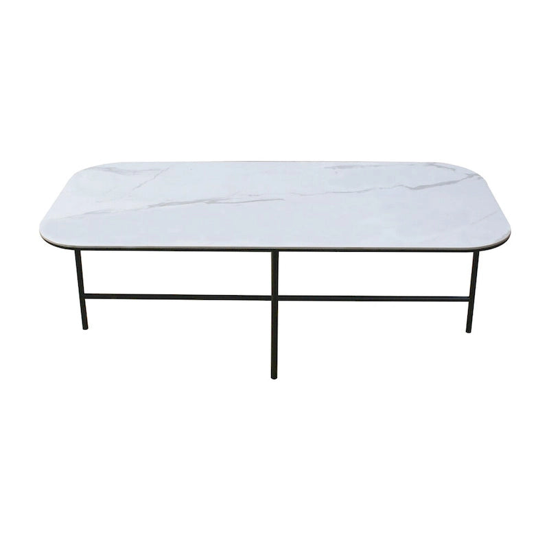 Zestaw 3 stolików kawowych Lotus z białym ceramicznym blatem – 40*120*58 cm