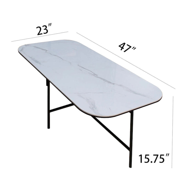 Zestaw 3 stolików kawowych Lotus z białym ceramicznym blatem – 40*120*58 cm