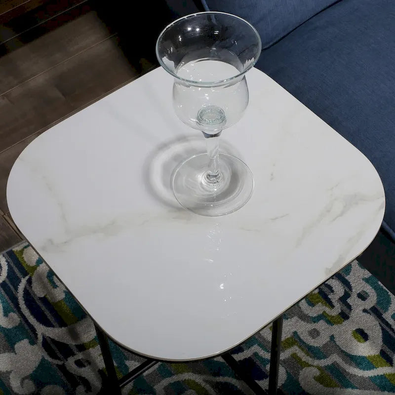 Zestaw 3 stolików kawowych Lotus z białym ceramicznym blatem – 40*120*58 cm