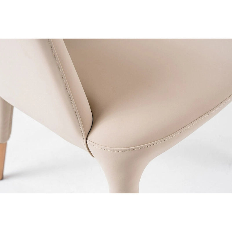Krzesło do jadalni Modrest Shannon nowoczesne, beżowe ze skóry wegańskiej i różowego złota