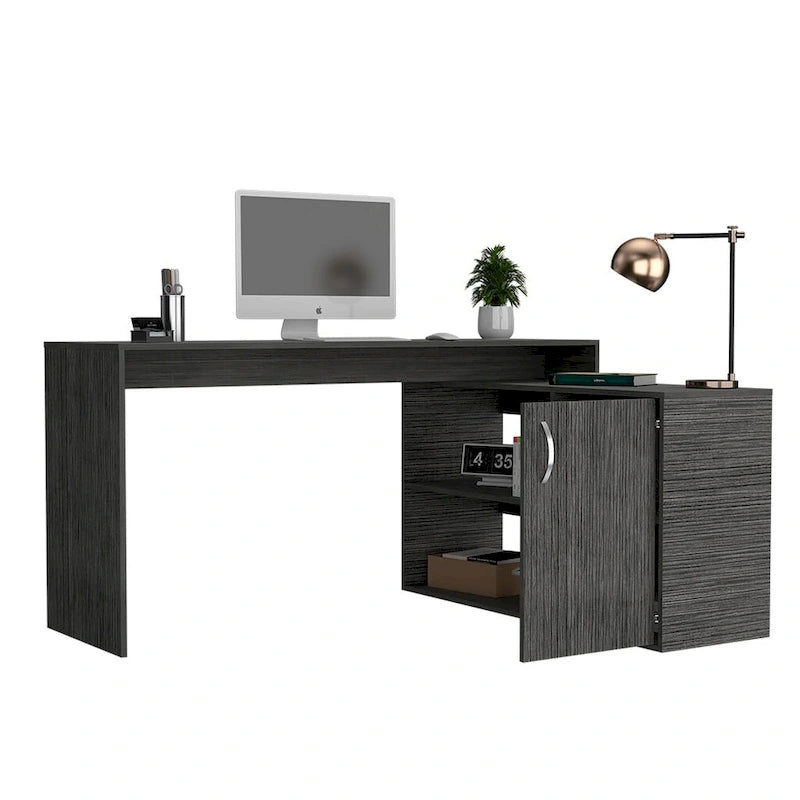 Bureau en L pour Bureau, Salon, Appartement, Chêne Fumé