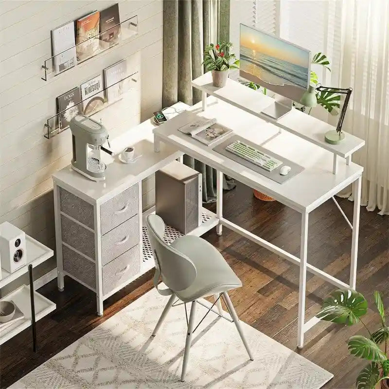 Bureau d'ordinateur réversible en forme de L