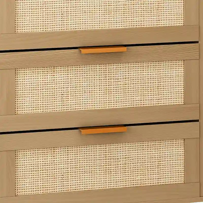 Szafka akcentująca z 6 szufladami, komoda rattanowa, szuflada rattanowa