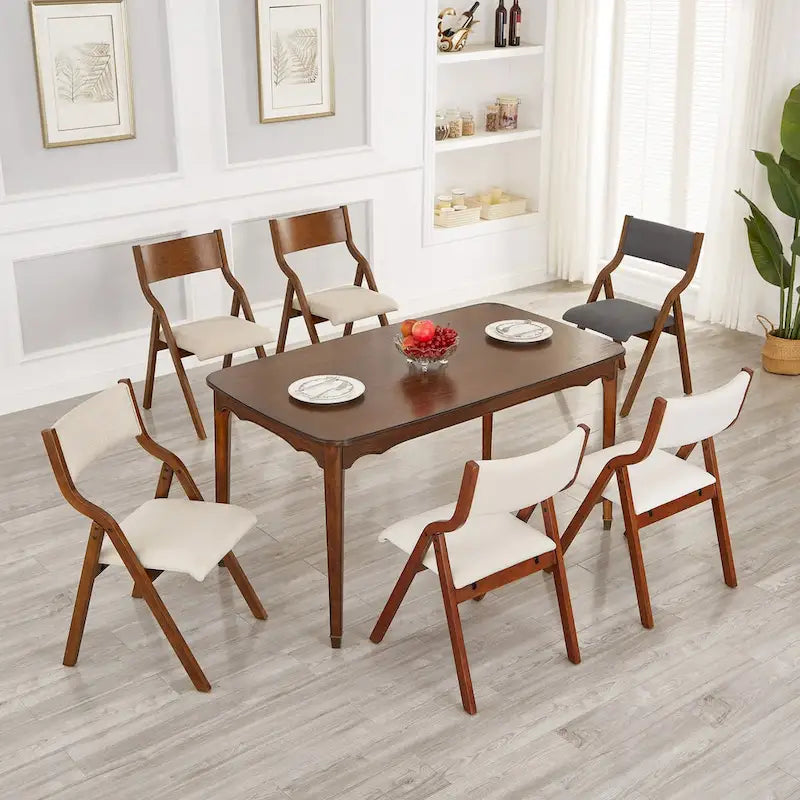Lot de 2 chaises de salle à manger pliantes rembourrées - Design peu encombrant et portable pour salle à manger - Finition élégante Noyer