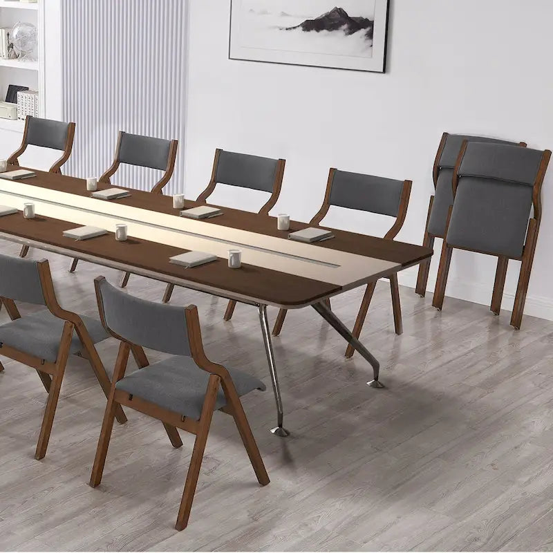 Lot de 2 chaises de salle à manger pliantes rembourrées - Design peu encombrant et portable pour salle à manger - Finition élégante Noyer