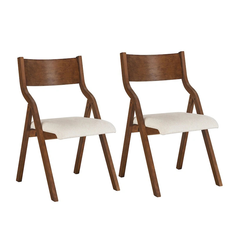 Lot de 2 chaises de salle à manger pliantes rembourrées - Design peu encombrant et portable pour salle à manger - Finition élégante Noyer
