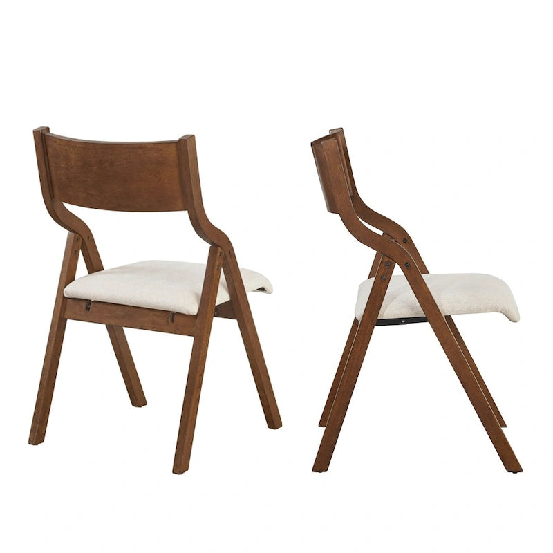 Lot de 2 chaises de salle à manger pliantes rembourrées - Design peu encombrant et portable pour salle à manger - Finition élégante Noyer