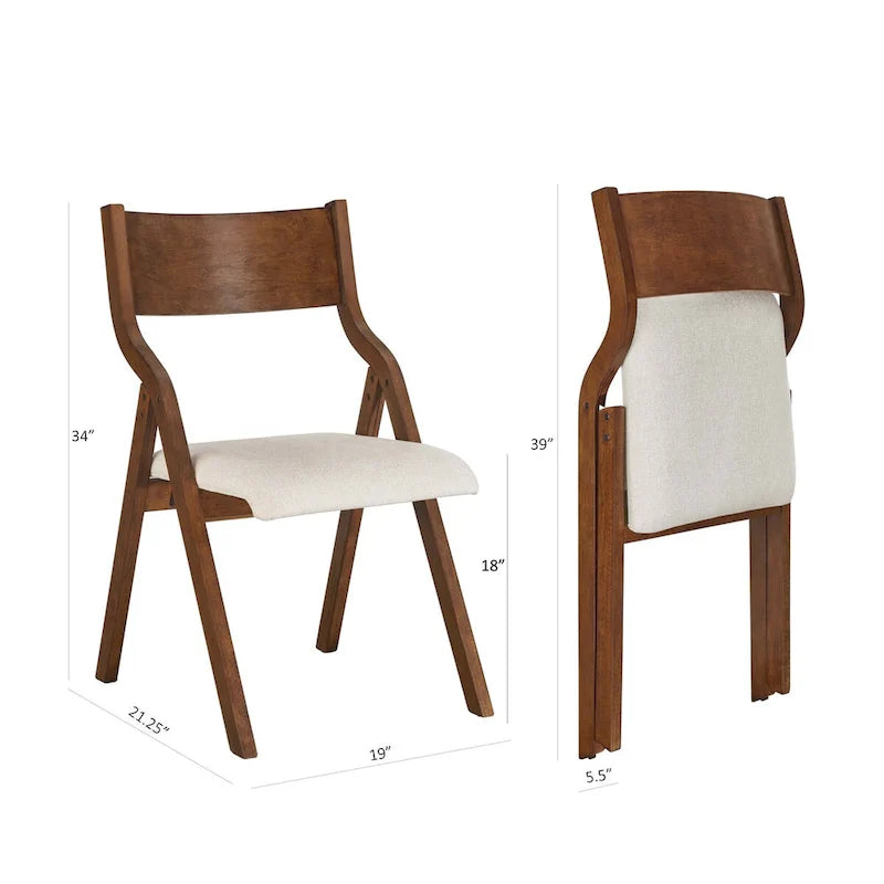 Lot de 2 chaises de salle à manger pliantes rembourrées - Design peu encombrant et portable pour salle à manger - Finition élégante Noyer