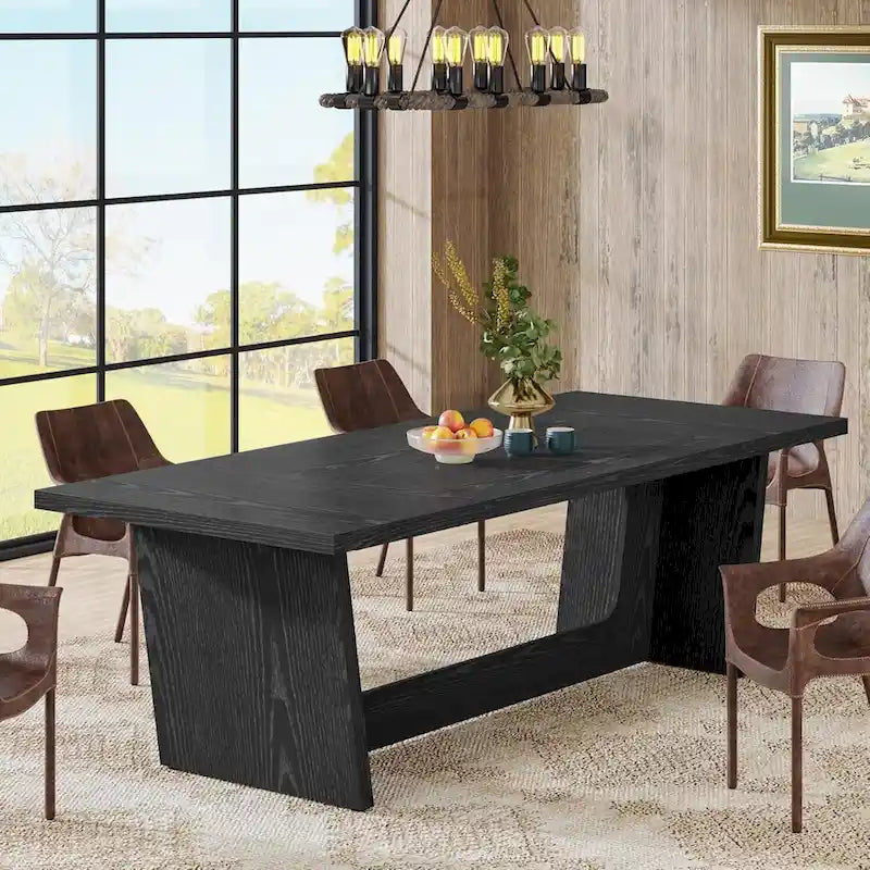 Table à manger en bois de 180 cm, grande table de salle à manger pour 6 à 8 personnes, table de cuisine