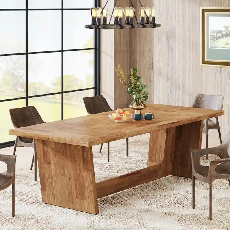 Table à manger en bois de 180 cm, grande table de salle à manger pour 6 à 8 personnes, table de cuisine