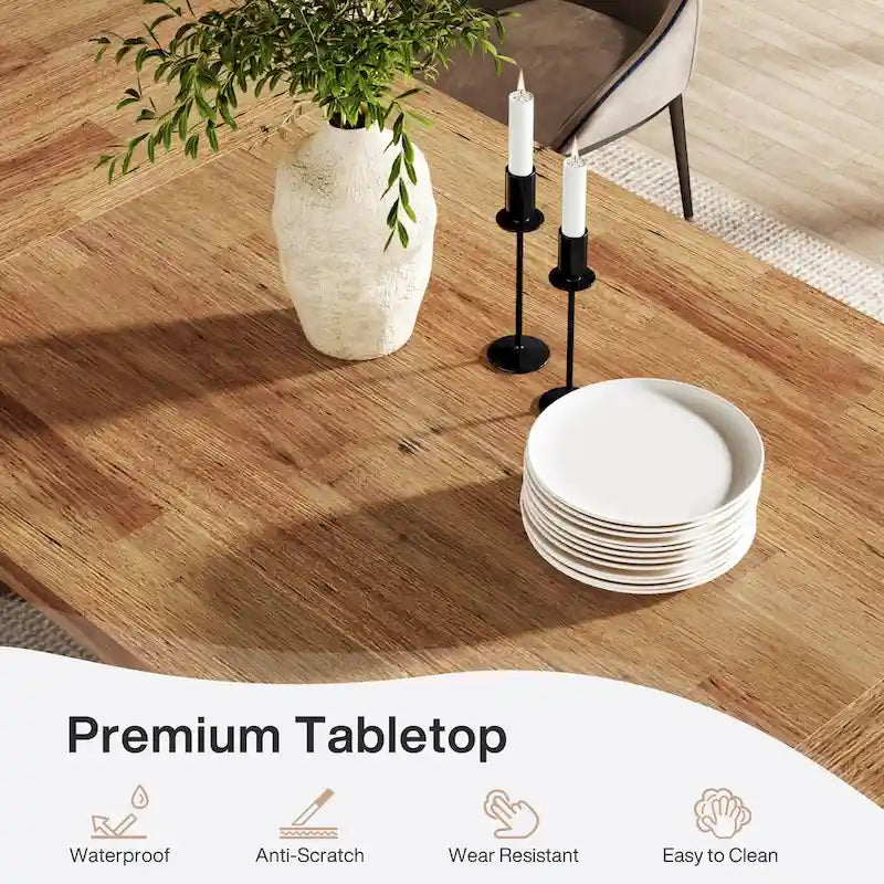 Table à manger en bois de 180 cm, grande table de salle à manger pour 6 à 8 personnes, table de cuisine