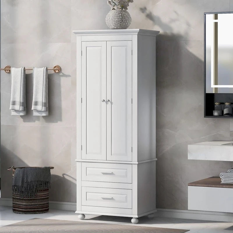 Meuble de rangement haut avec deux tiroirs pour salle de bain