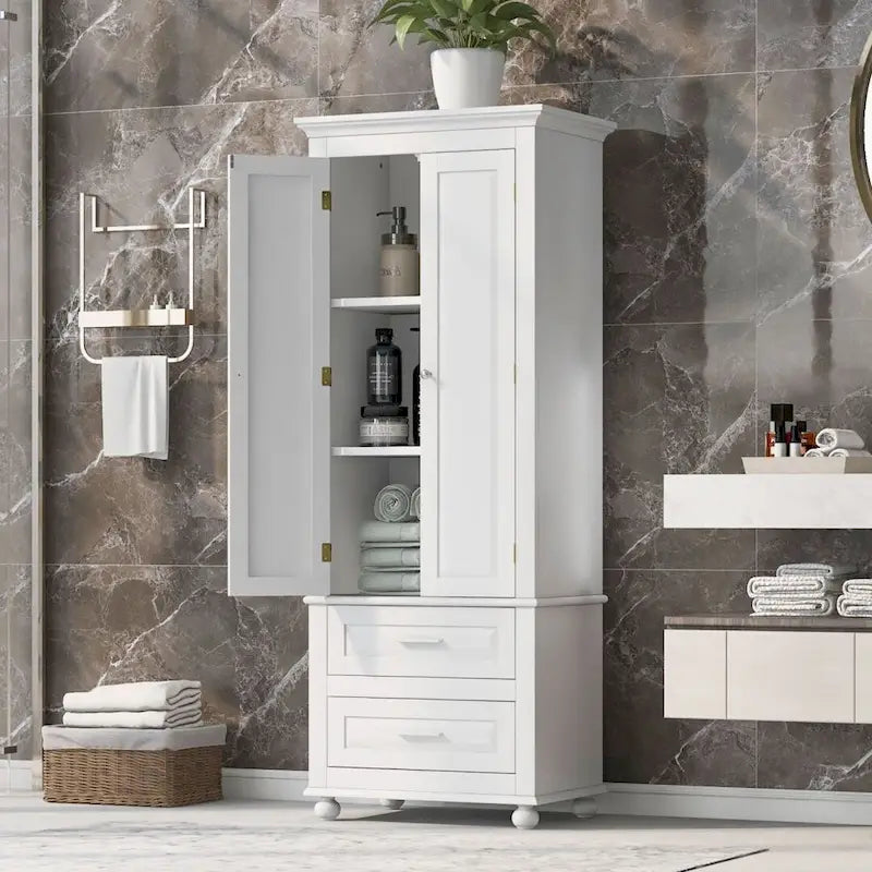 Meuble de rangement haut avec deux tiroirs pour salle de bain