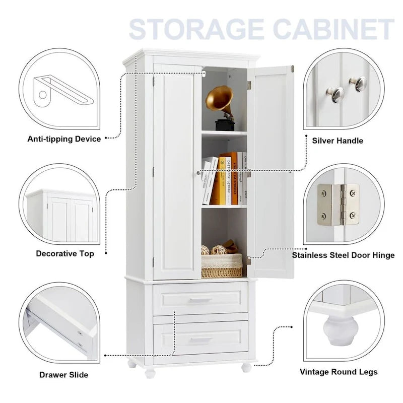 Meuble de rangement haut avec deux tiroirs pour salle de bain