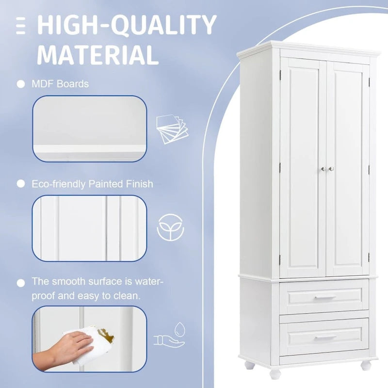 Meuble de rangement haut avec deux tiroirs pour salle de bain
