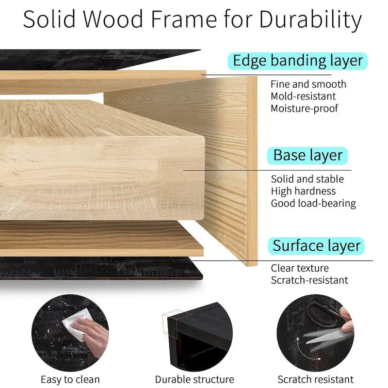 Meuble TV Rétro en Bois Vieilli pour TV jusqu'à 65 Pouces, Meuble TV Console Multimédia avec 6 Tiroirs et 3 Étagères