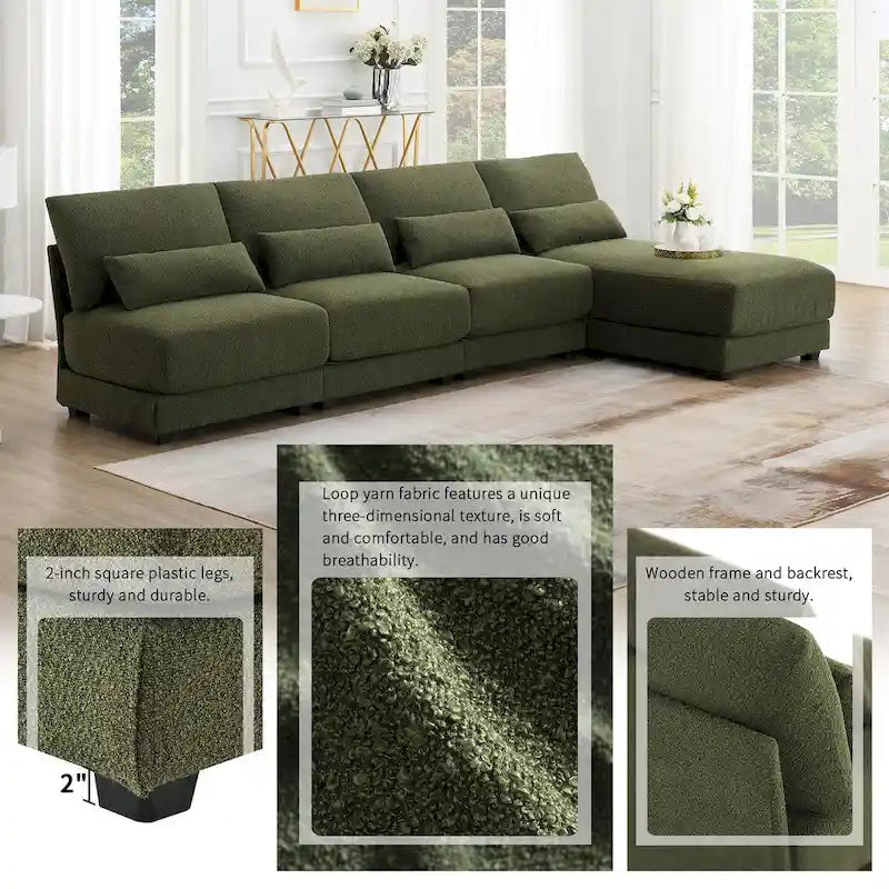 Narożna sofa tapicerowana w kształcie litery L z odwracalnym szezlongiem