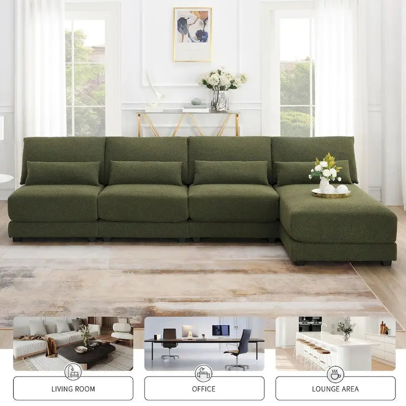 Narożna sofa tapicerowana w kształcie litery L z odwracalnym szezlongiem