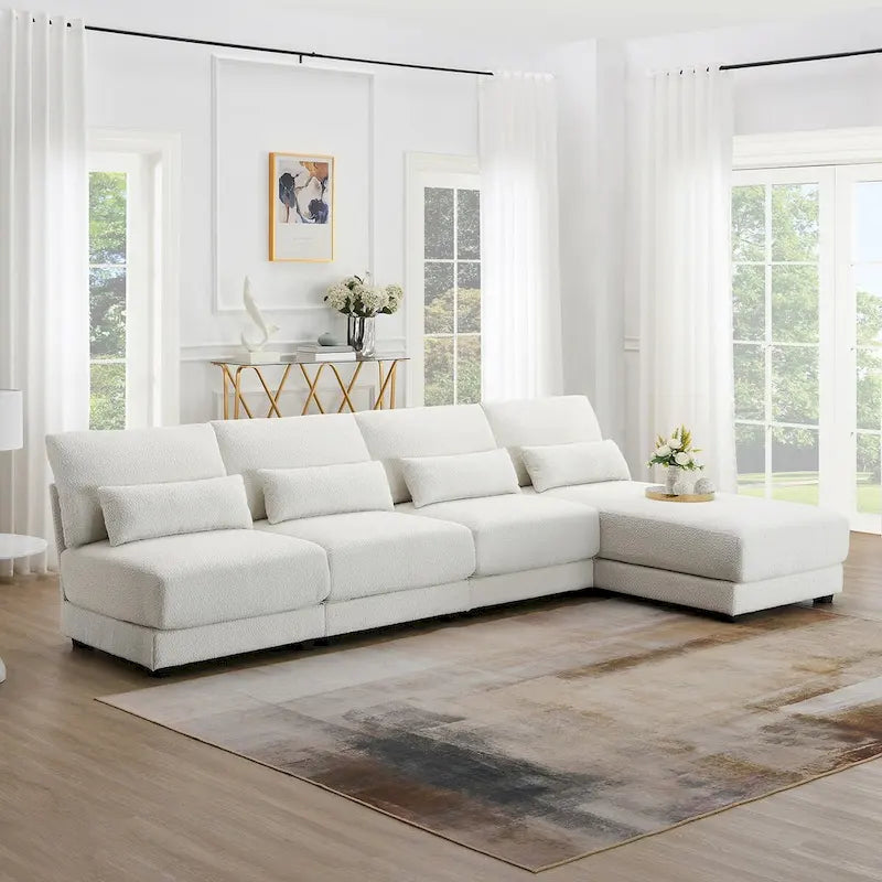 Narożna sofa tapicerowana w kształcie litery L z odwracalnym szezlongiem