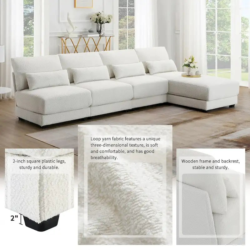 Narożna sofa tapicerowana w kształcie litery L z odwracalnym szezlongiem