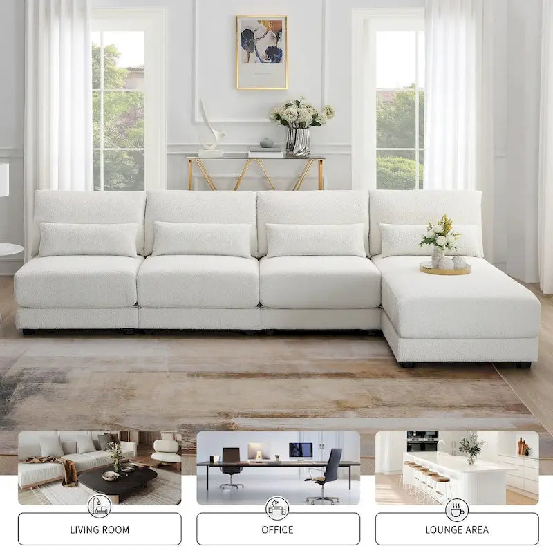 Narożna sofa tapicerowana w kształcie litery L z odwracalnym szezlongiem