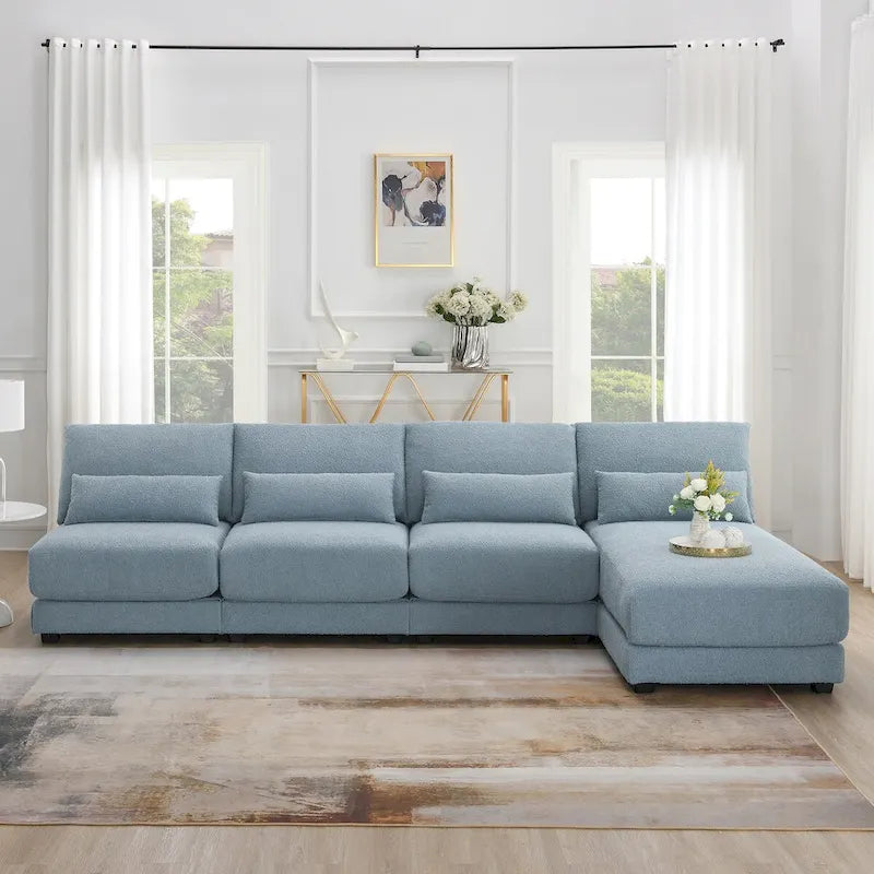 Narożna sofa tapicerowana w kształcie litery L z odwracalnym szezlongiem