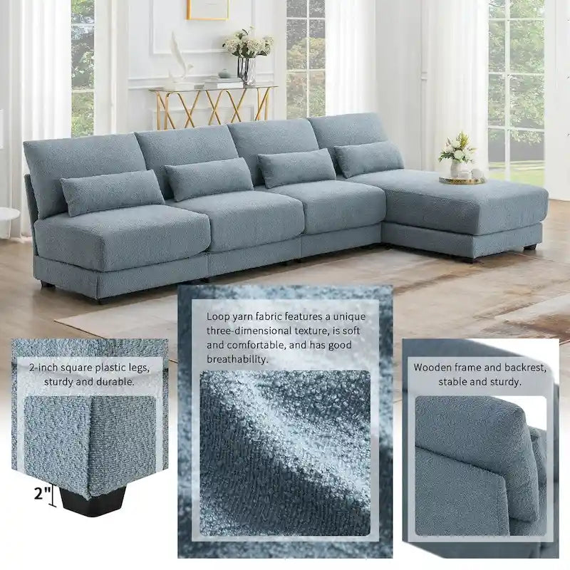 Narożna sofa tapicerowana w kształcie litery L z odwracalnym szezlongiem
