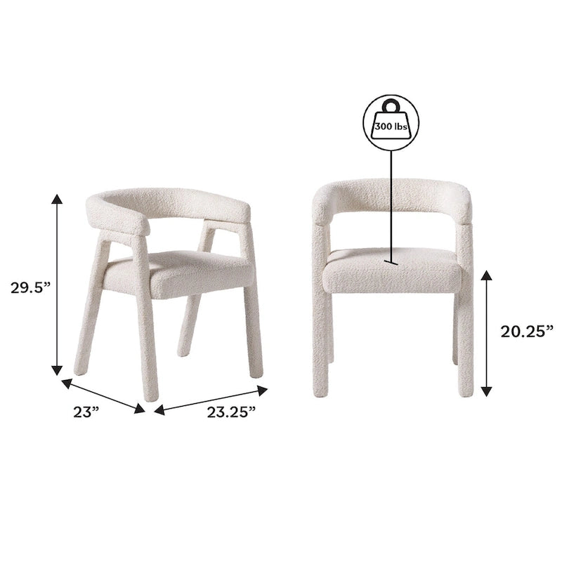 Nowoczesne zakrzywione krzesło do jadalni Middlebrook Modern Boucle z litego drewna (komplet 2 sztuki)