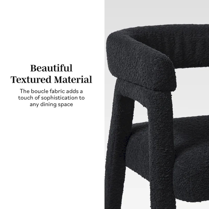 Nowoczesne zakrzywione krzesło do jadalni Middlebrook Modern Boucle z litego drewna (komplet 2 sztuki)