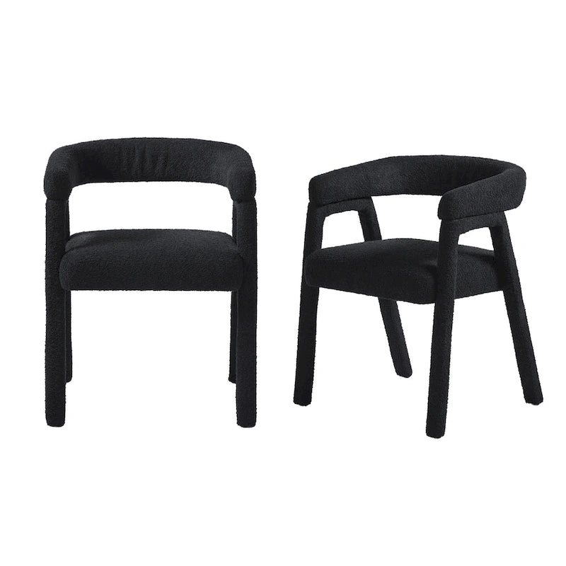 Nowoczesne zakrzywione krzesło do jadalni Middlebrook Modern Boucle z litego drewna (komplet 2 sztuki)