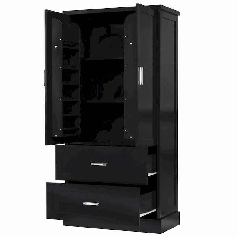 Meuble de rangement haut de salle de bain de 162 cm avec deux portes et tiroirs
