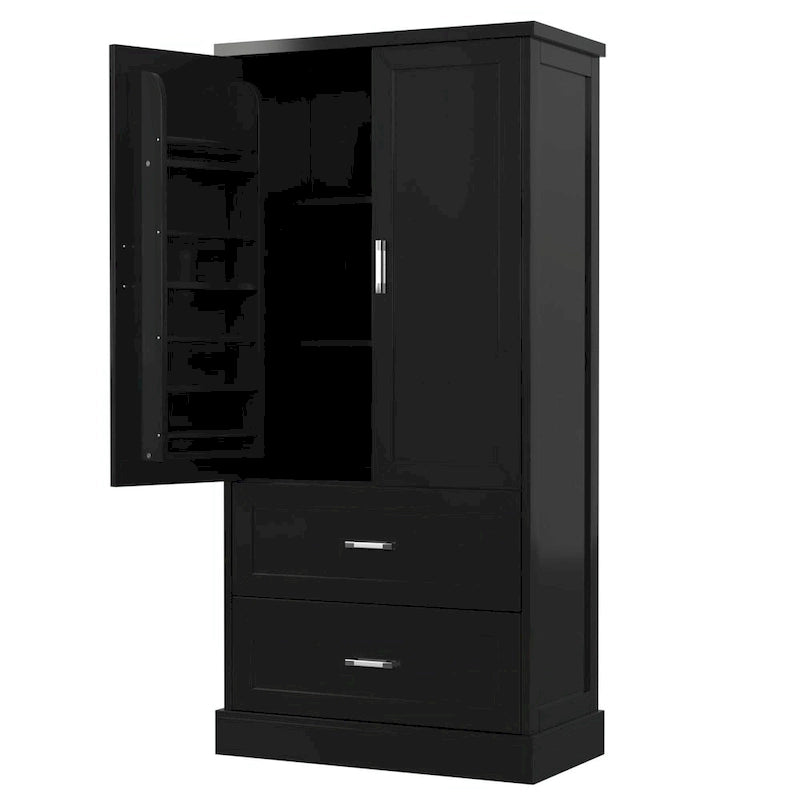 Meuble de rangement haut de salle de bain de 162 cm avec deux portes et tiroirs
