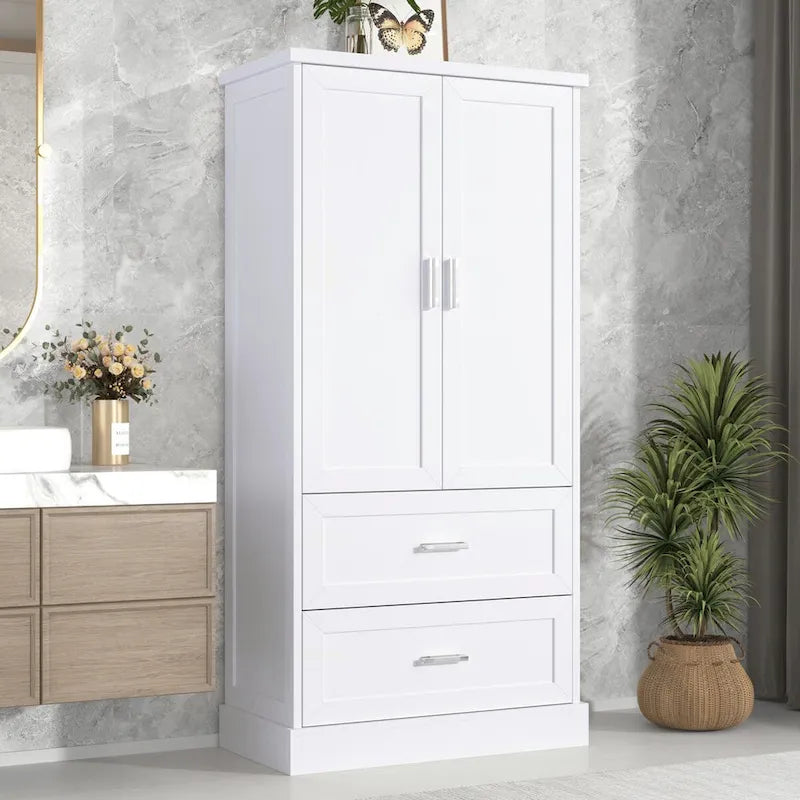Meuble de rangement haut de salle de bain de 162 cm avec deux portes et tiroirs