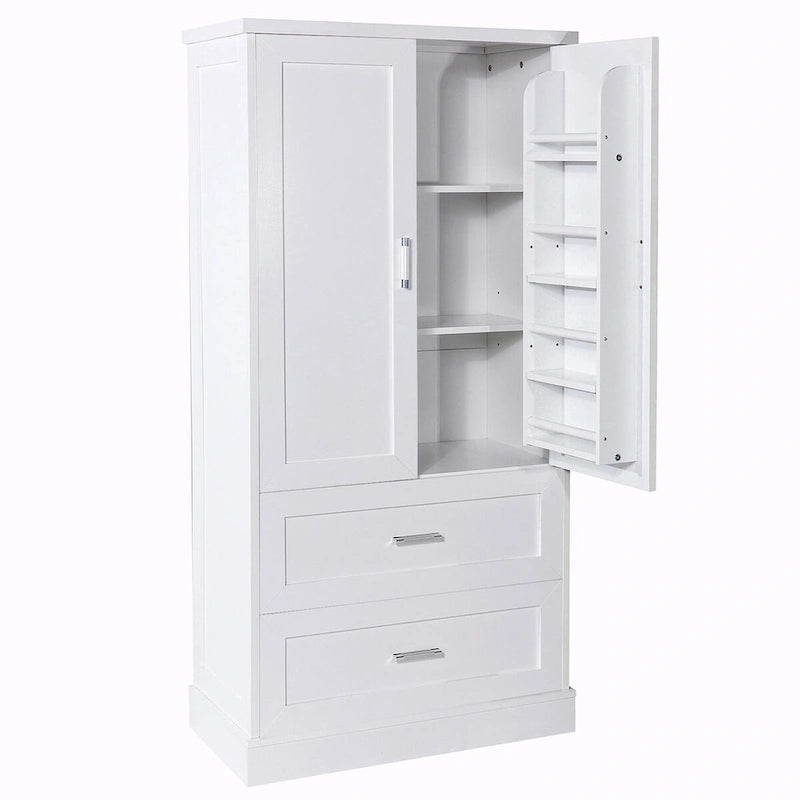 Meuble de rangement haut de salle de bain de 162 cm avec deux portes et tiroirs
