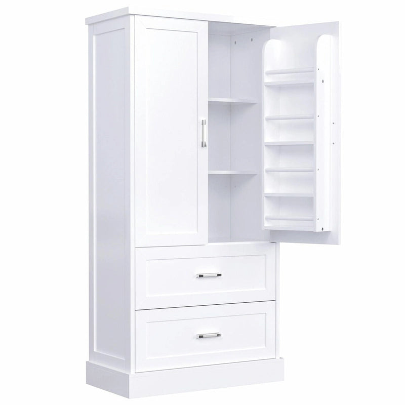 Meuble de rangement haut de salle de bain de 162 cm avec deux portes et tiroirs